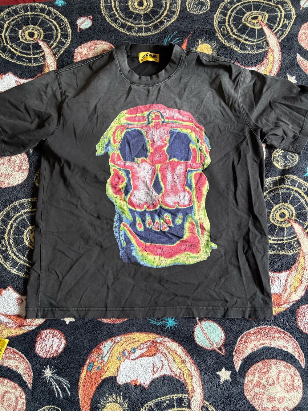 Vans Black Short Sleeve Tee with Neon Skull Graphic